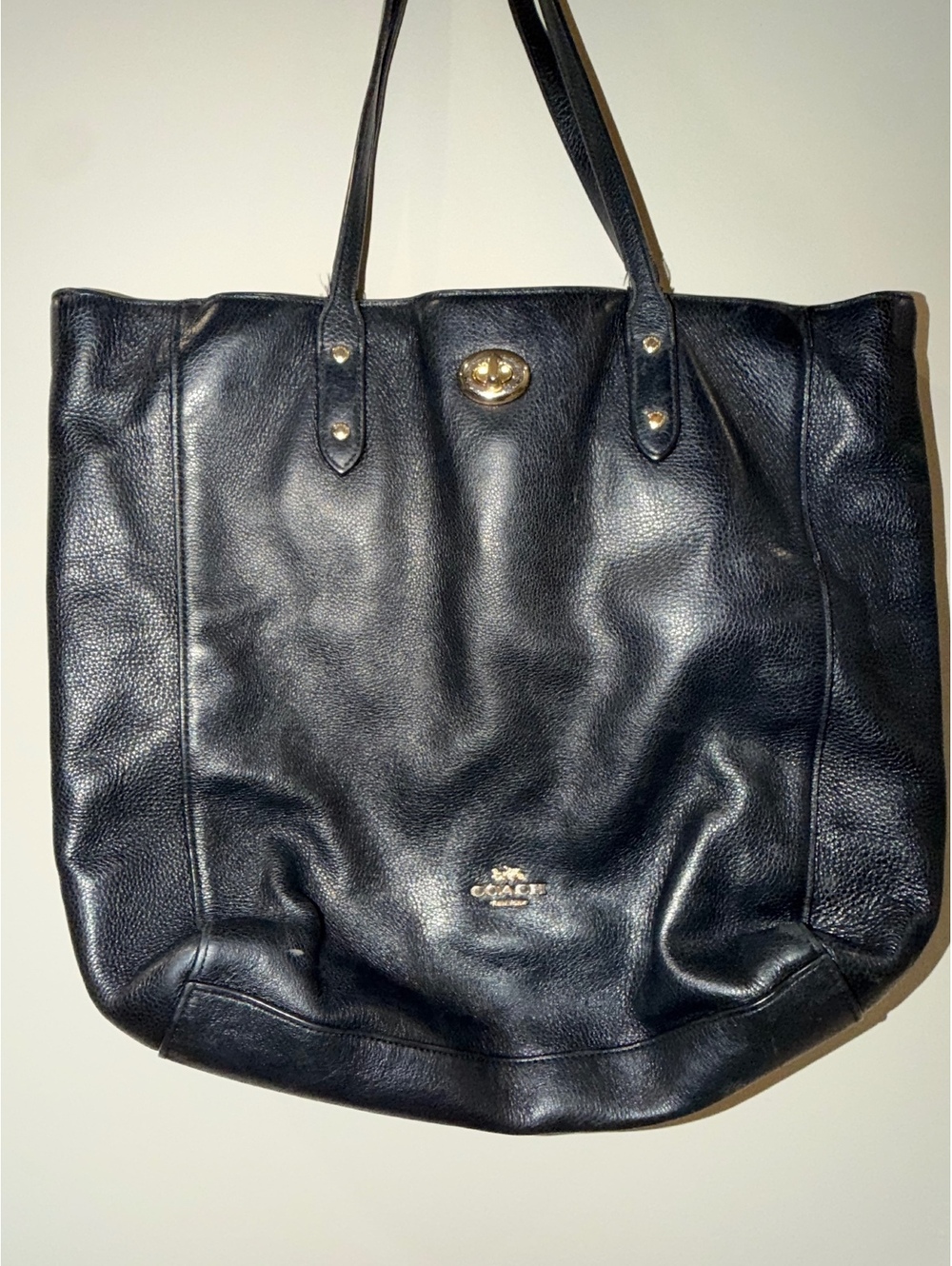 Coach Black Leather Large Tote / Shopper Bag Gold Hardware